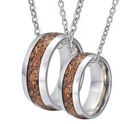 NZVCQVPU Acier pour couples, personnalisé et sien Collier en bois à anneau de 8 mm