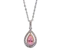 NZVCQVPU Argent solide 925 bijoux rose saphir saphir haut en carbone diamant en pierre de pierre de pierre prédante collier femmes bijoux cadeau