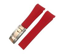 NZVCQVPU Bande de surveillance en caoutchouc pour Submariner GMT Master Daytona Silicone Strap Band 20 mm, 21 mm, 22 mm, Rouge/argenté/rose, 22mm