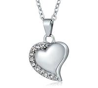 NZVCQVPU Bijou funéraire pour cendres - Collier urne funéraire pour cendres - En acier inoxydable - Pendentif en forme de cœur avec zircone, taille unique, Standard, Standard