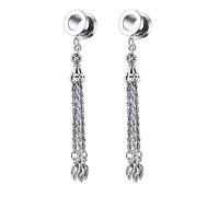 NZVCQVPU Boucles d'oreilles de tunnel de bouchons, tunnels bouchons jauges en acier inoxydable 2pcs pour femmes conception de la chaîne