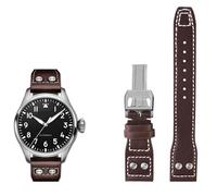 NZVCQVPU Bracelet de montre à rivets authentiques pour bracelet de montre en cuir de vache marron, noir, bleu, 20 mm, Standard, Standard