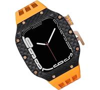 NZVCQVPU Carbon Fiber Watch Case Fluorine Rubber Strap，For 44mm 45mm 49mm，Titanium Metal Frame Bumper Sport Waterproof Bands 316L Stainless Steel Clasp，For Iwatch 8/7/6/5/4/SE