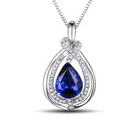 NZVCQVPU Collier 18K 1,365Ct Forme de poire Tanzanite avec 0,16 cm diamant pour femmes colliers pour les mariages