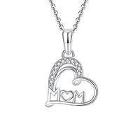 NZVCQVPU Collier, 925 Élégant Zirconia Double Mom Gift For Birthday Anniversary Rolo Chain