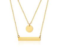 NZVCQVPU Collier à chaîne épais, collier Câble de charme Cable Collier à double couche en acier inoxydable Collier de pendentif rond à double couche en acier inoxydable