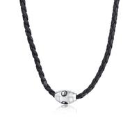 NZVCQVPU Collier à pendentif pour femme, collier tendance en cuir et acier inoxydable avec pendentif Yin Yang chaîne de 47,8 cm