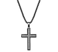 NZVCQVPU Collier avec pendentif en forme de croix en acier inoxydable avec oxyde de zirconium - Chaîne de 61 cm pour homme et femme, taille unique, Standard, Standard