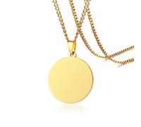 NZVCQVPU Collier avec pendentif rond en acier inoxydable pour homme et femme avec chaîne de 61 cm, taille unique, Standard, Standard