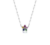 NZVCQVPU Collier blanc, fleur de maman avec saphir tsavorite ruby 0.16ct d'anniversaire chrétiens chrétiens pour les femmes