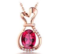 NZVCQVPU Collier Collier Collier cadeau Saint-Valentin Rose 2.1t Collier Tourmaline rouge pour les femmes 18K
