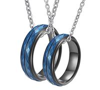 NZVCQVPU Collier d'anneau, couples pour lui et son tungstène bleu personnalisé à multiples facet-anneau Ring 5 mm pour les femmes