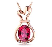 NZVCQVPU Collier de bijoux de la femme, collier avec rose vs très bon pigeon sang pierre de pierre de pierre luxueuse Collier Collier