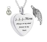 NZVCQVPU Collier de cendres pour hommes, collier en acier inoxydable avec une maman gravée toujours dans mon esprit pour toujours dans mon coeur Collier Gift pour les femmes et les hommes