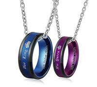 NZVCQVPU Collier de couple, paire de collier avec un pendentif d'anneau couronne son roi son collier de reine