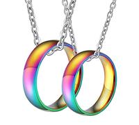 NZVCQVPU Collier de fierté LGBT, collier pour les hommes personnaliser la bague arc-en-ciel poli en acier inoxydable 6 mm