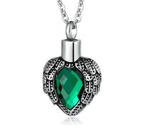 NZVCQVPU Collier de maintien de cendres pour homme, collier urne commémorative pour femme en acier inoxydable avec pendentif en forme d'aile et de cœur avec zircone, taille unique, Standard, Standard