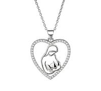 NZVCQVPU Collier de maman, chaîne 925 Row Zirconia maman tenant des colliers de bébé