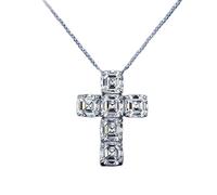 NZVCQVPU Collier de pendentif en diamant de diamant de haut en carbone de Sterling Silver 7 * 7 mm pour femmes bijoux de mariage étincelant