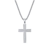 NZVCQVPU Collier de pendentif pour hommes, collier pour femmes pendentif croix en acier inoxydable simple avec de la chaîne de 24 pouces en zircone cubique