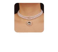 NZVCQVPU Collier de perle 2 niveaux Crystal Prendant Chaîne de chaîne enrout Collier Boho Perle Chaîne pour les femmes