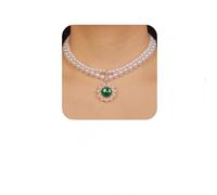 NZVCQVPU Collier de perle 2 niveaux Crystal Prendant Chaîne de chaîne enrout Collier Boho Perle Chaîne pour les femmes