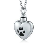 NZVCQVPU Collier d'urne de crémation pour les cendres Men, Collier de cendres pour animaux de compagnie Pendère cardiaque en acier inoxydable personnalisable avec imprimé de patte