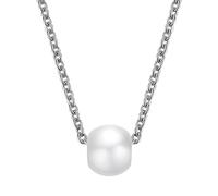 NZVCQVPU Collier en acier inoxydable pour femme - Chaîne Rolo simple avec pendentif en perles - Chaîne de 40,6 cm + 5,1 cm, taille unique, Standard, Standard