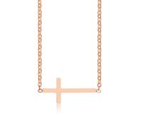 NZVCQVPU Collier en acier inoxydable pour femme, collier pour femme avec pendentif croix latérale avec chaîne de 43,2 cm + 5,1 cm, taille unique, Standard, Standard