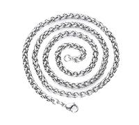 NZVCQVPU Collier en acier inoxydable pour hommes, collier de chaîne de blé de 18 à 36 pouces 3 à 6 mm de largeur Femmes Collier de chaîne diy pour le pendentif