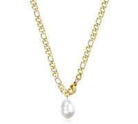 NZVCQVPU Collier en acier inoxydable pour les femmes, collier pour femmes Chaîne Figaro avec une chaîne perl 18 2 pouces