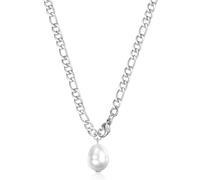 NZVCQVPU Collier en acier inoxydable pour les femmes, collier pour femmes Chaîne Figaro avec une chaîne perl 18 2 pouces
