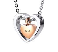 NZVCQVPU Collier funéraire pour cendres - En acier inoxydable - Gravure en forme de cœur - Nom de famille anglais - Collier urne pour cendres