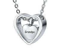 NZVCQVPU Collier funéraire pour cendres - En acier inoxydable - Gravure en forme de cœur - Nom de famille anglais - Collier urne pour cendres