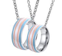 NZVCQVPU Collier Gay Pride Collier, Colliers personnalisés pour les femmes Anneau LGBT en acier inoxydable avec émail multicolore
