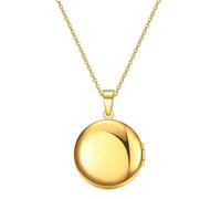 NZVCQVPU Collier médaillon plaqué en acier inoxydable pour femme avec pendentif rond 54,6 cm