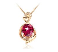 NZVCQVPU Collier Natural Red Tourmaline Shape Pendant 1.65CT avec 1,65 cmt Collier Tourmaline rouge pour les femmes 18K