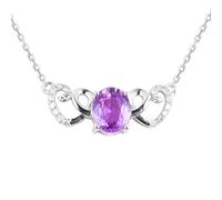 NZVCQVPU Collier pendentif Femmes 18 carats blancs, cœur et ovale avec un collier pour femmes en saphir et diamant de 0,73ct