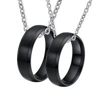 NZVCQVPU Collier personnalisé pour homme, colliers assortis pour couples en acier inoxydable de 6 mm, anneau brossé noir, bord biseauté, taille unique, Standard, Standard