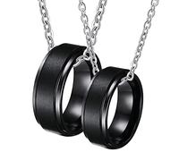 NZVCQVPU Collier personnalisé pour homme, colliers de couple, petit ami et petite amie, bague en tungstène noir brossé, 8 mm, taille unique, Standard, Standard