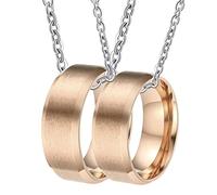 NZVCQVPU Collier personnalisé pour hommes, colliers de couple pour lui et son ensemble de rose en acier inoxydable 8 mm avec bord biseauté