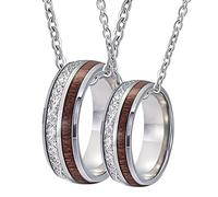NZVCQVPU Collier personnalisé pour hommes, colliers de couple pour lui et son ensemble en carbure de tungstène 8 mm en argent enracinement en bois et en métal