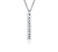 NZVCQVPU Collier pour adolescents, colliers de chaîne pour femmes câble épais en acier inoxydable pendentif vertical toujours sœurs Collier de mariage pour femmes
