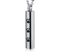 NZVCQVPU Collier pour cendres pour femme et animal domestique, collier urne personnalisable pour cendres en acier inoxydable avec pendentif cylindrique avec empreinte de patte, taille unique, Standard