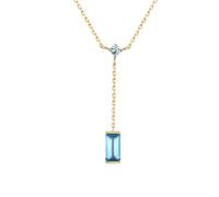 NZVCQVPU Collier pour femmes blanc 18K, rectangle avec collier d'éternité de topaze