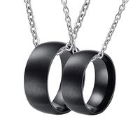NZVCQVPU Collier pour les hommes Personnaliser, assortir le collier en couple Ensemble d'anneau brossé noir en acier inoxydable 8 mm