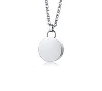 NZVCQVPU Collier souvenir urne pour cendres humaines, collier pour homme en acier inoxydable pendentif rond, taille unique, Standard, Standard
