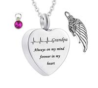NZVCQVPU Collier Urn commémoratif, pour adolescent coeur électrocardiogramme grand-père toujours dans mon esprit pour toujours dans mon cœur
