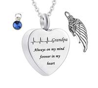 NZVCQVPU Collier Urn commémoratif, pour adolescent coeur électrocardiogramme grand-père toujours dans mon esprit pour toujours dans mon cœur