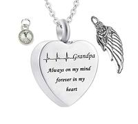NZVCQVPU Collier Urn commémoratif, pour adolescent coeur électrocardiogramme grand-père toujours dans mon esprit pour toujours dans mon cœur